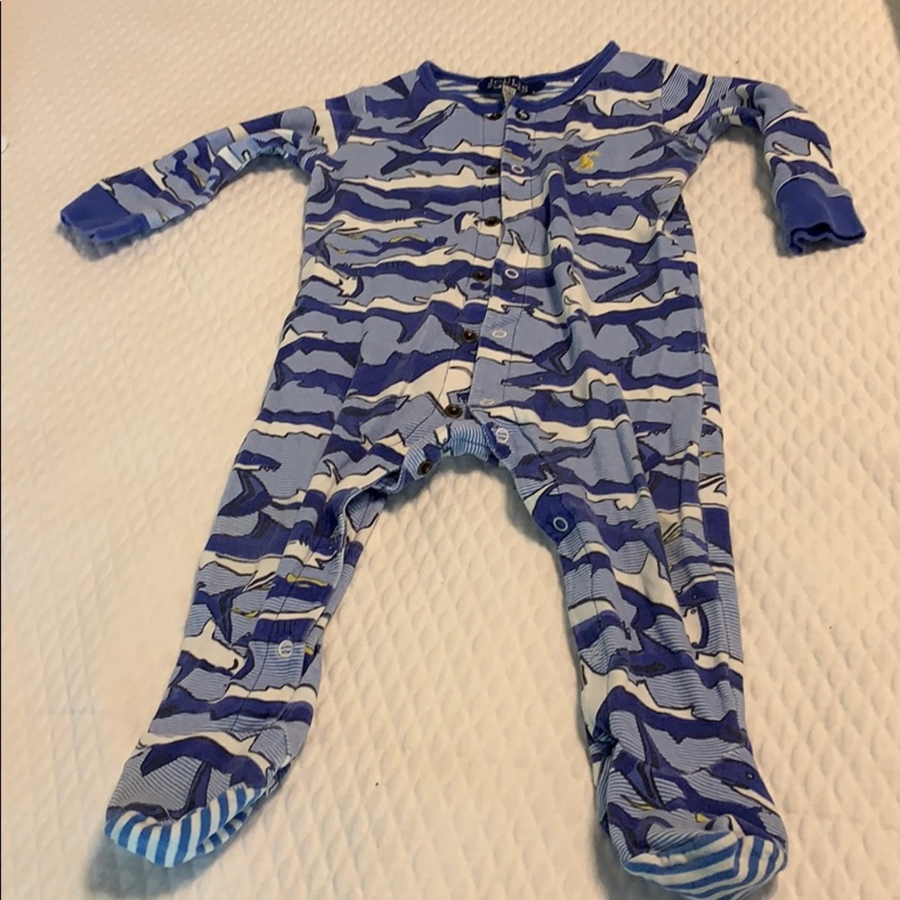 Joules footed pjs with shark print